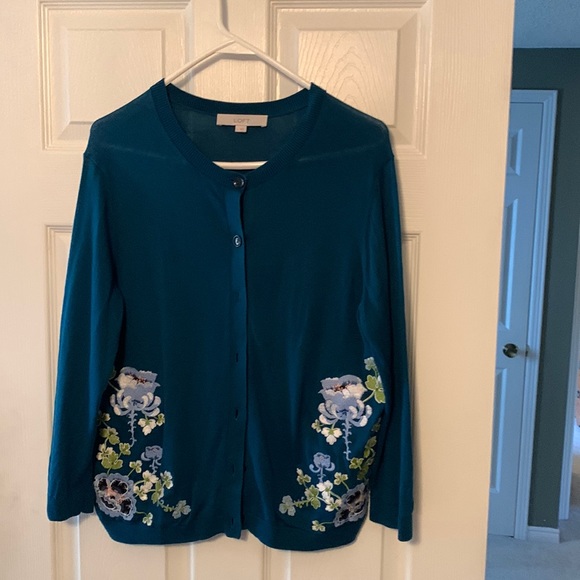 Loft Cardigan sweater size L with embroidery - Picture 1 of 4